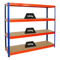 SCHWERLASTREGAL Dino 180x200x60 cm Fachlast 500 kg Blau/Orange - Orange, Metall (200/180/60cm) - PROREGAL