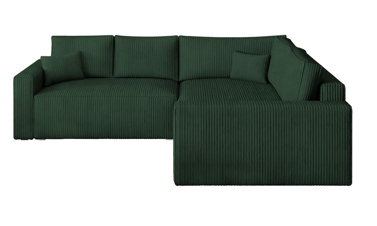 ROHOVÁ SEDAČKA ERONIS zelená barva - šedá/zelená barva, dřevo/textil (265/194cm) - MASSENO