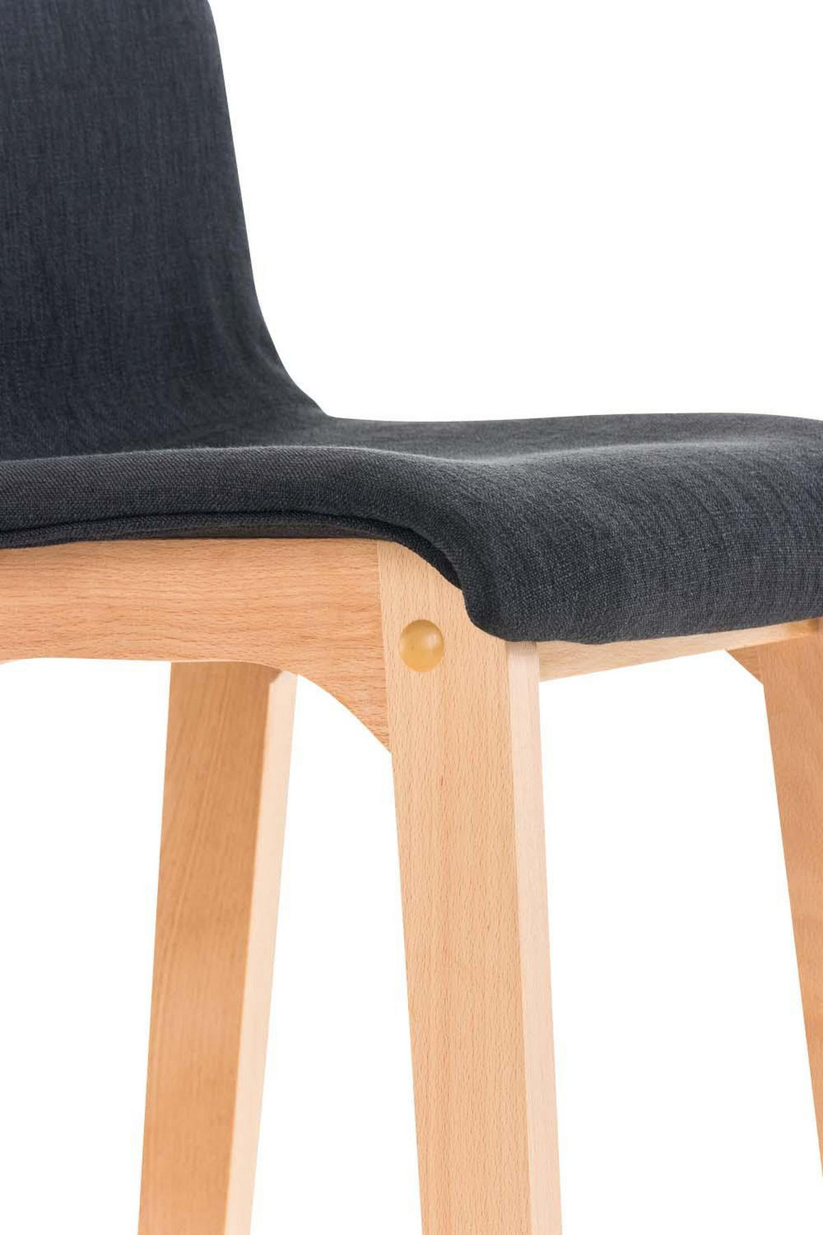 BARHOCKER Stoff schwarz - Eukalyptusholzfarben/Schwarz, Holz/Textil (41/101/46cm) - CLP