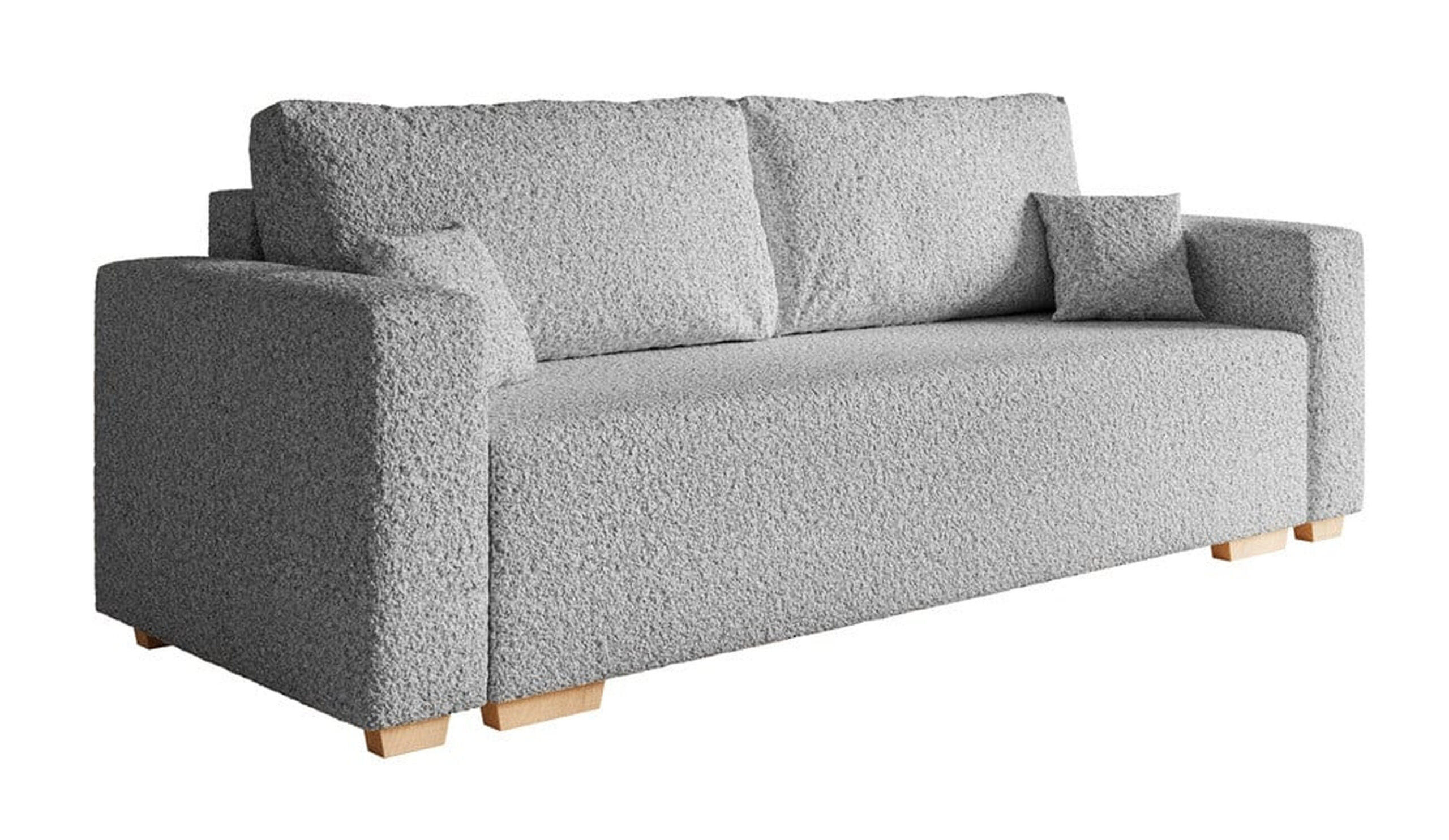 SCHLAFSOFA SOFIA, Sofa mit Schlaffunktion und Bettkasten, Farbe: Grau, Bouclé-Stoff - Grau, Textil (236/92/85cm) - Sepro Meble