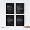 POSTER Set mit 4 Schwarz LKWPatent A4 Rahmenlos - Klar, Papier (29.7/3cm) - Nacnic