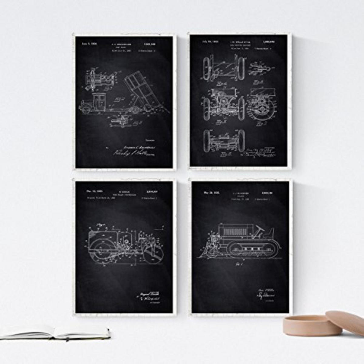 POSTER Set mit 4 Schwarz LKWPatent A4 Rahmenlos - Klar, Papier (29.7/3cm) - Nacnic