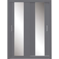 SCHWEBETÜRENSCHRANK MIRA 160/215/60cm 2-türig mit Spiegel Anthrazit - Anthrazit, Holzwerkstoff (160/215/60cm) - MASSENO