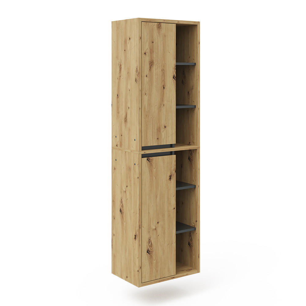 BADSCHRANK Viola Artisan-Eiche 50 x 170 cm - Anthrazit/Eiche Artisan, Holzwerkstoff (50/170/33cm) - Vicco