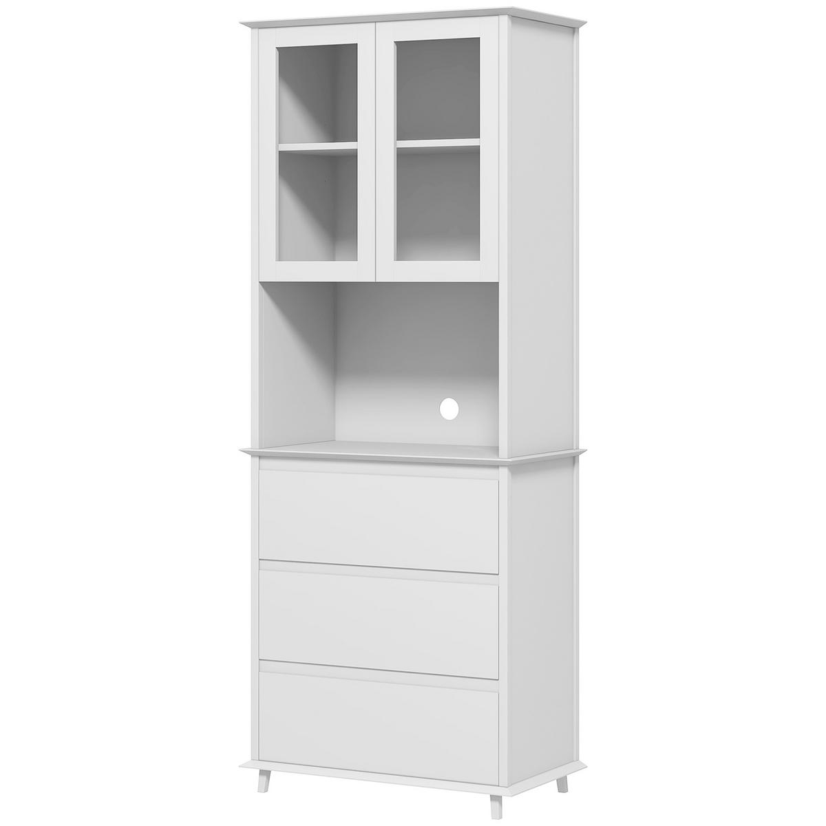 KÜCHENSCHRANK Weiß, 2 Glastüren, 3 Schubladen, 68/38/172 cm - Weiß, Holzwerkstoff (68/172/38cm) - PANGIVO