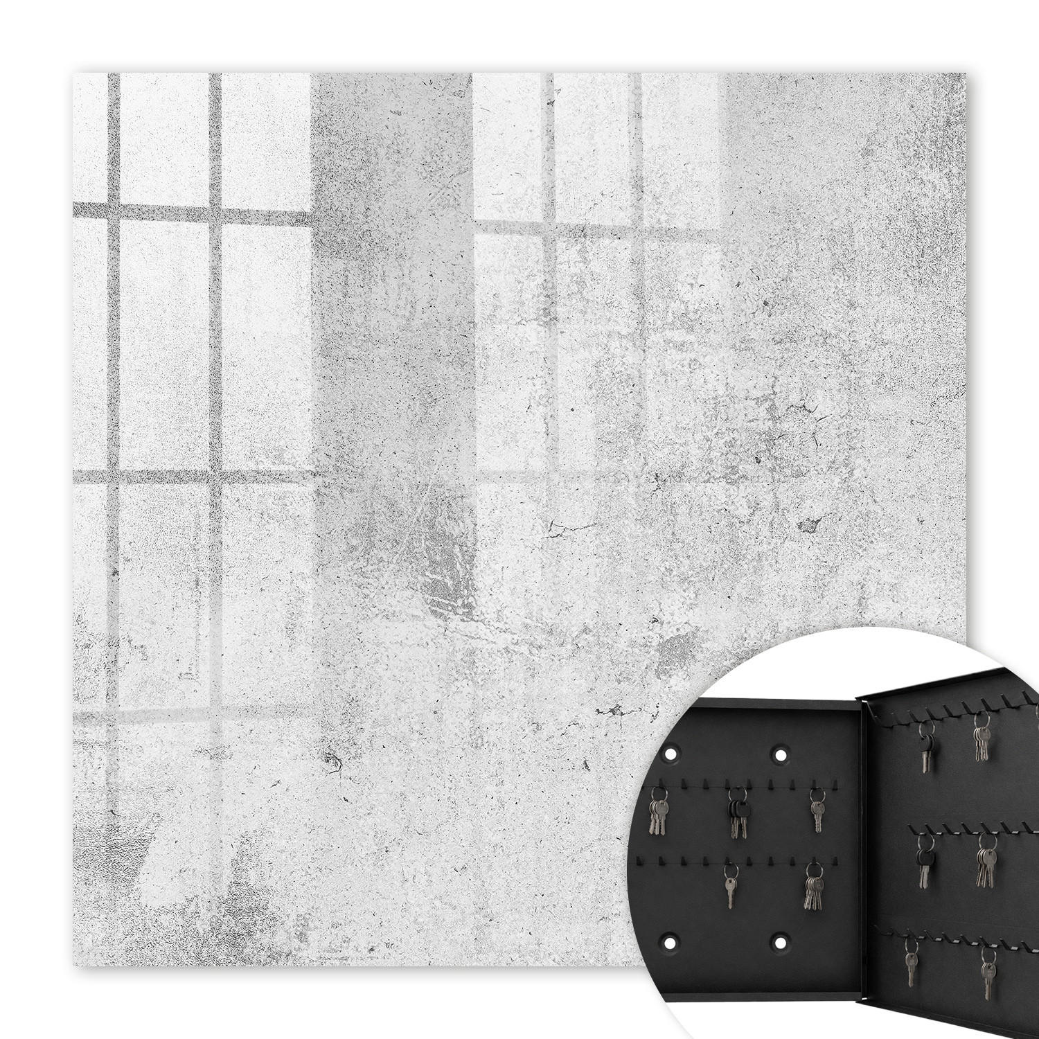 SCHLÜSSELBOX Schwarz 30x30 cm- Türöffnung nach rechts - Unverfälschte Eleganz - Grau, Metall (30/30/5cm) - TULUP