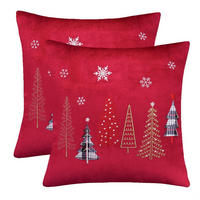 KISSENBEZUG 2-teiliges Set Weihnachten 40 x 40 cm Rot Samt - Rot, Textil (40/40cm)