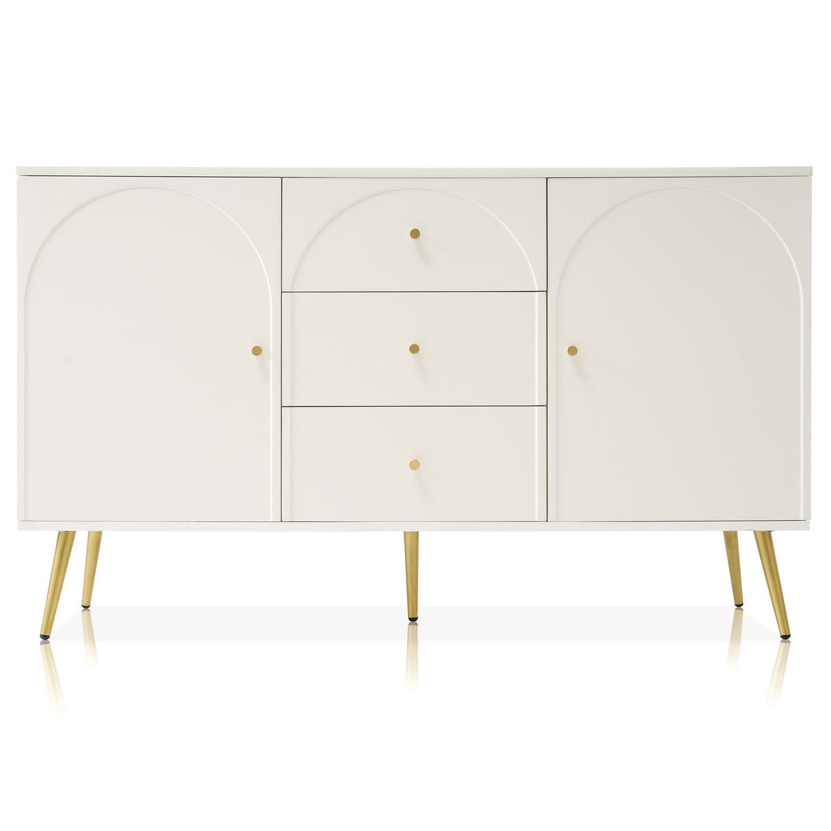 KOMMODE aus Spanplatte 140x40x84 cm Creme-Weiß mit 3 Schubladen und verstellbaren Fachböden - Weiß, Holzwerkstoff (40/84/140cm) - IVMEU