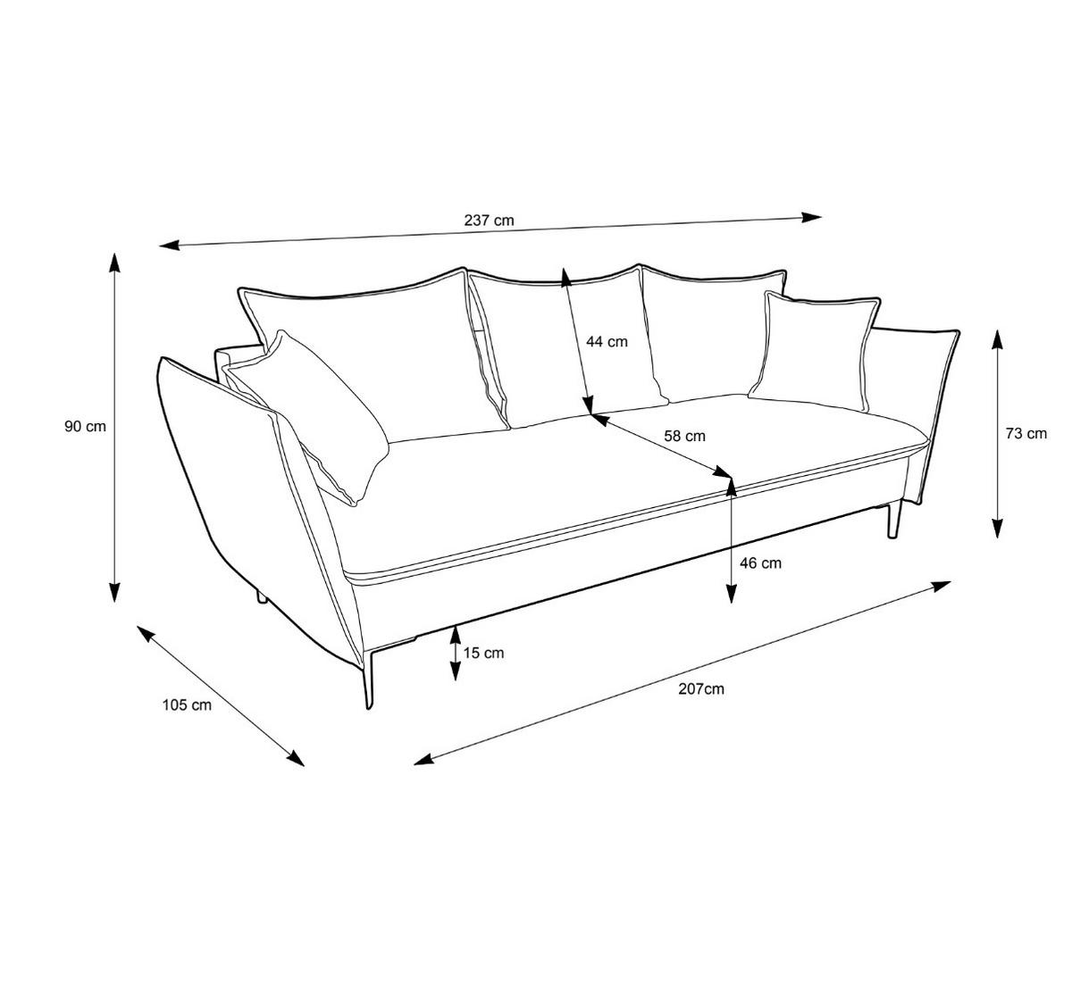 BETTSOFA SOLE Creme Geflochtener Stoff mit Schlaffunktion - Creme, Textil (105/90/237cm) - MASSENO