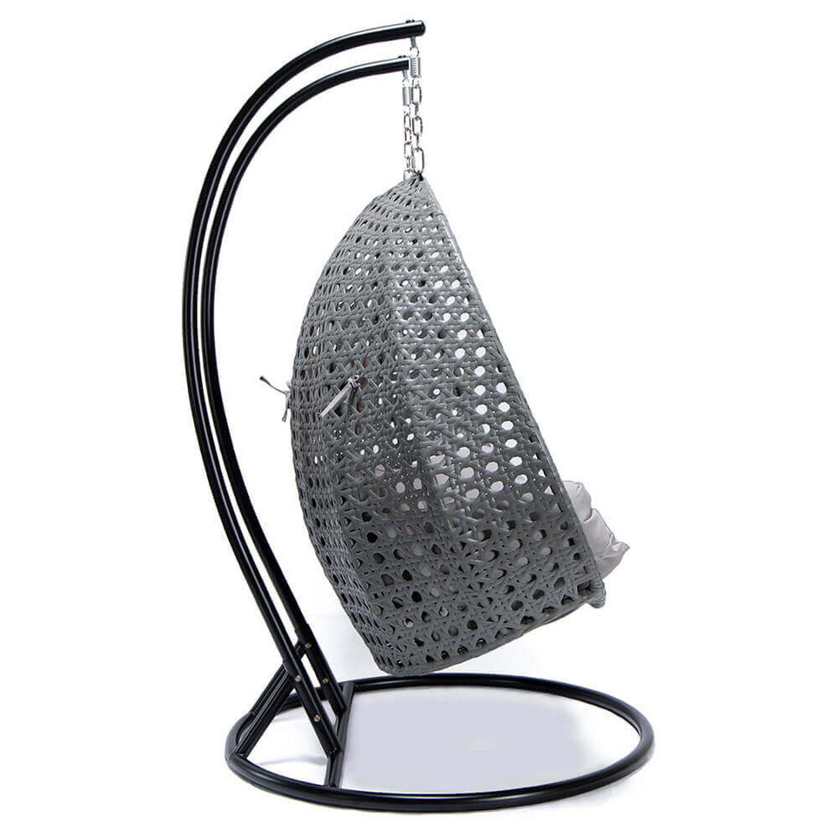 POLYRATTAN Hängesessel mit Regenabdeckung TWIN - Grau für 2 Personen - Grau, Kunststoff (145/126/74cm) - Home Deluxe