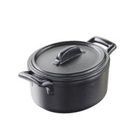 KASSEROLLE MIT DECKEL 8 cl Gusseisenoptik - Schwarz, Keramik (7.2cm) - Revol Porcelaine France