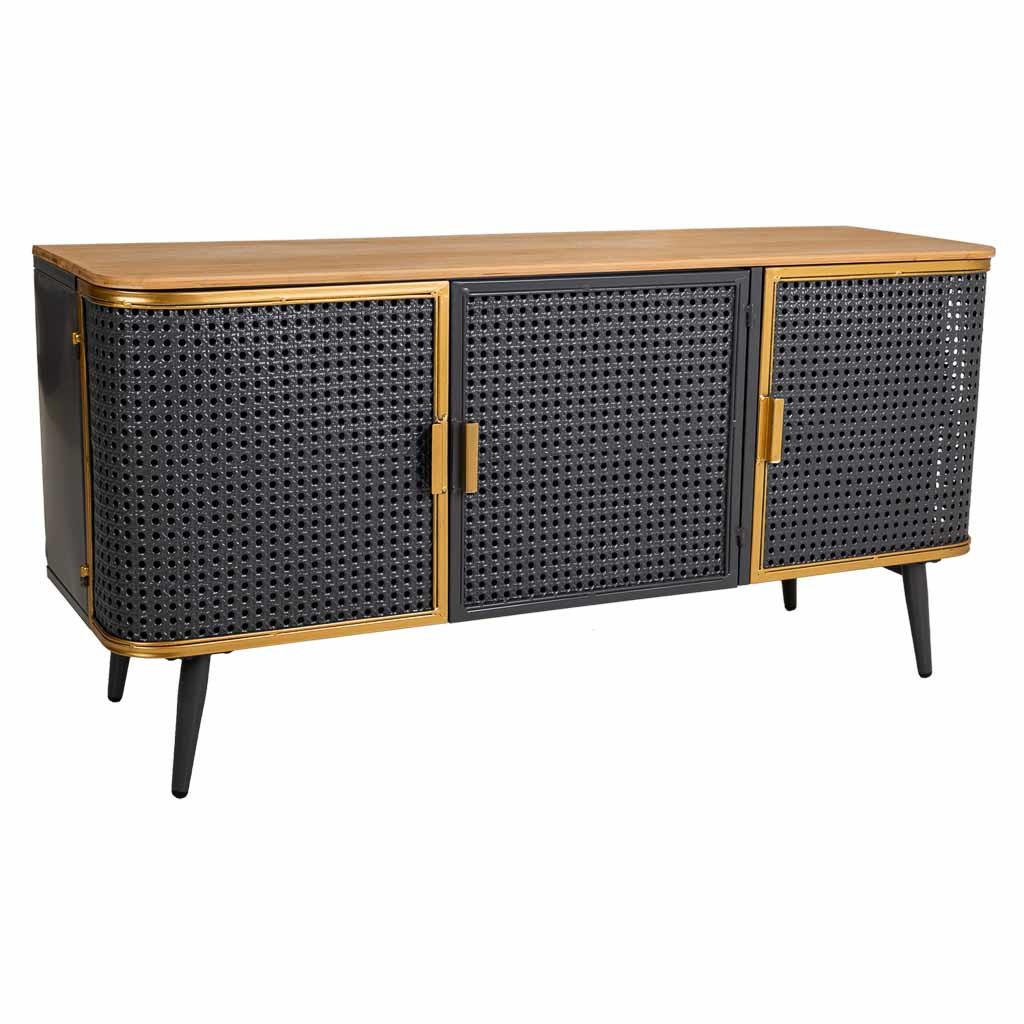 SIDEBOARD aus Metall und Holz, 3 Türen, 118x38x58 cm - Multicolor, Naturmaterialien (118/59/38cm) - Wanderlust