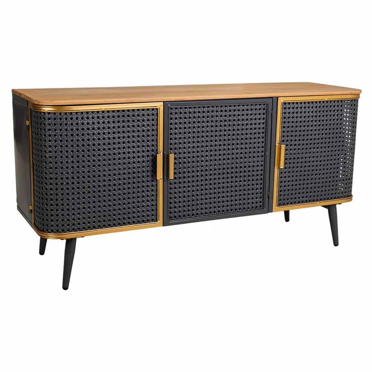 SIDEBOARD aus Metall und Holz, 3 Türen, 118x38x58 cm - Multicolor, Naturmaterialien (118/59/38cm) - Wanderlust