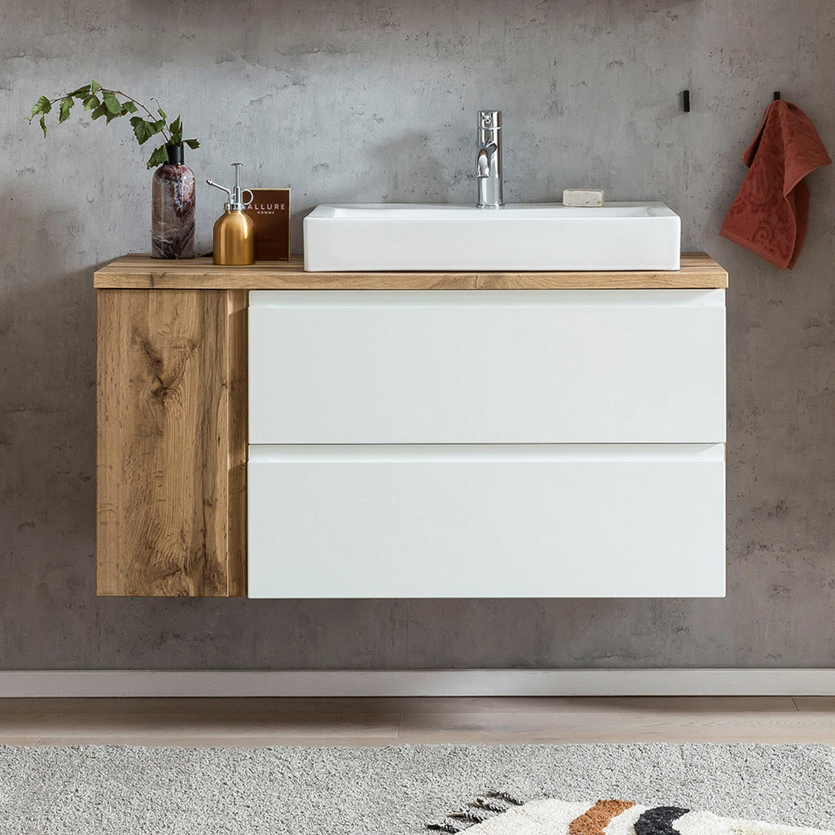 WASCHTISCH Vasto-03 - Weiß/Braun, Holzwerkstoff (105/66/47cm) - Lomado