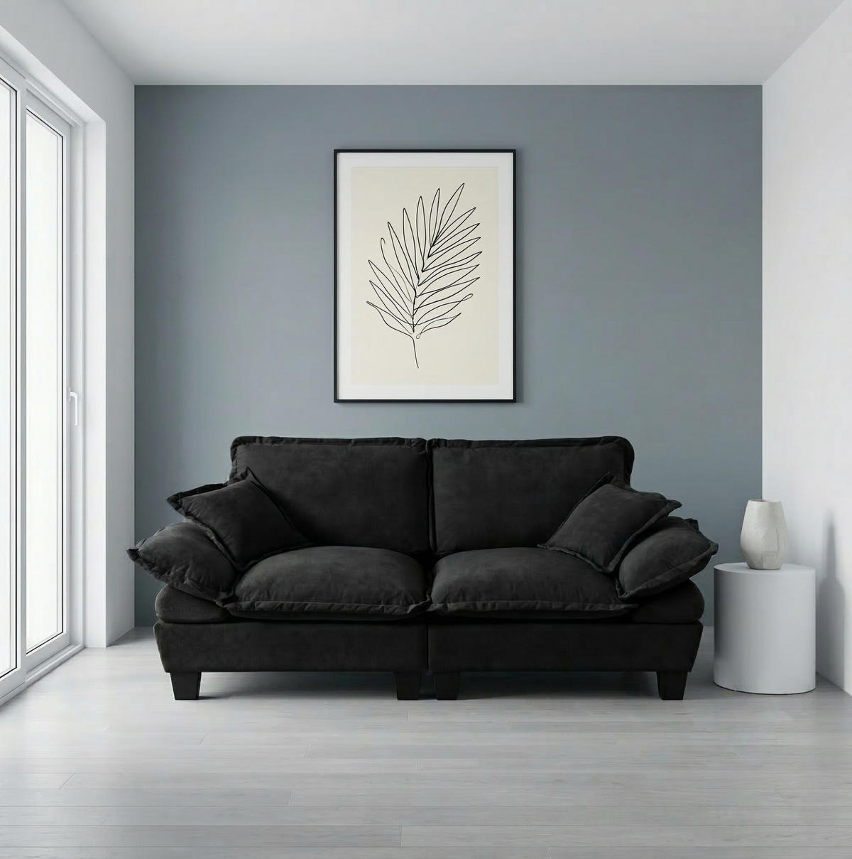 2-SITZER Sofa 194/82/90 cm mit abnehmbaren Armlehnen und Chenille-Bezug, Schwarz - Schwarz, Textil (194/90/82cm) - Redom