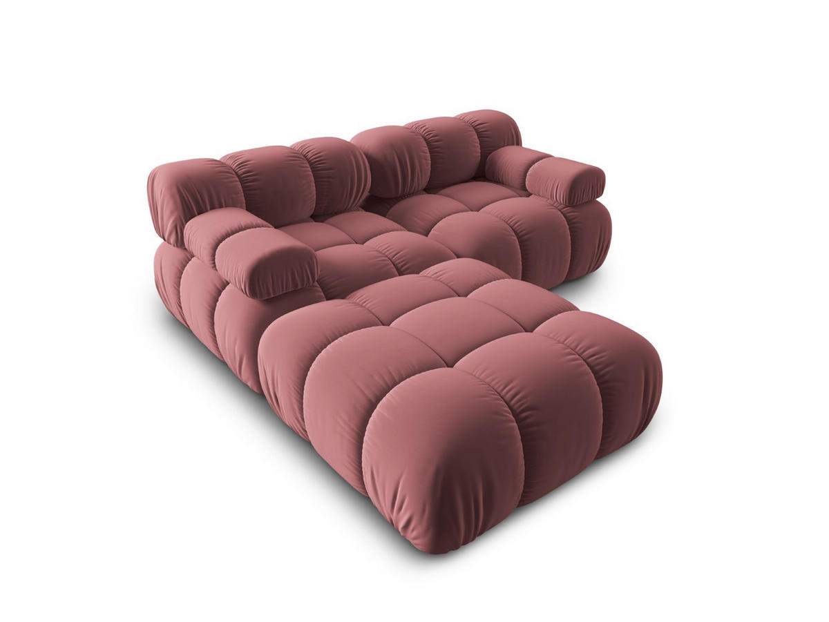MODULARES-SOFA Bellis aus Samt rosa 3 Sitzplätze - Pink, Textil (188/63/188cm) - Micadoni