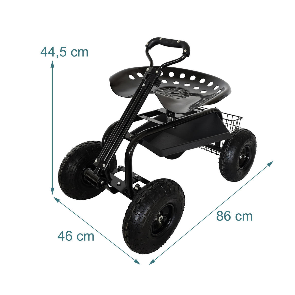 GARTENSITZ - Schwarz, Kunststoff/Metall (46/44.5/86cm) - Relaxdays
