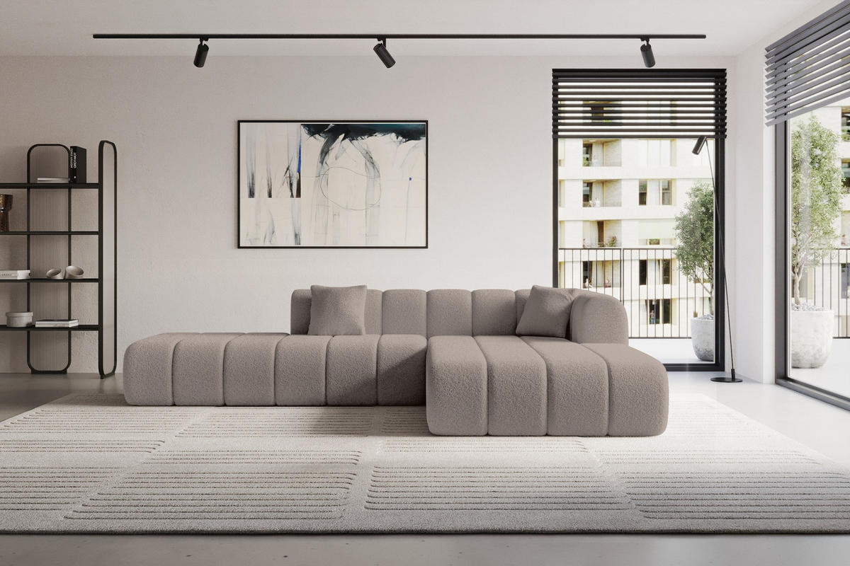 ROHOVÁ SEDAČKA s otomanem, pravá BILA-L 289x176x71 Hnědá Buklé - černá/hnědá, kompozitní dřevo/textil (289/176cm) - ALTDECOR