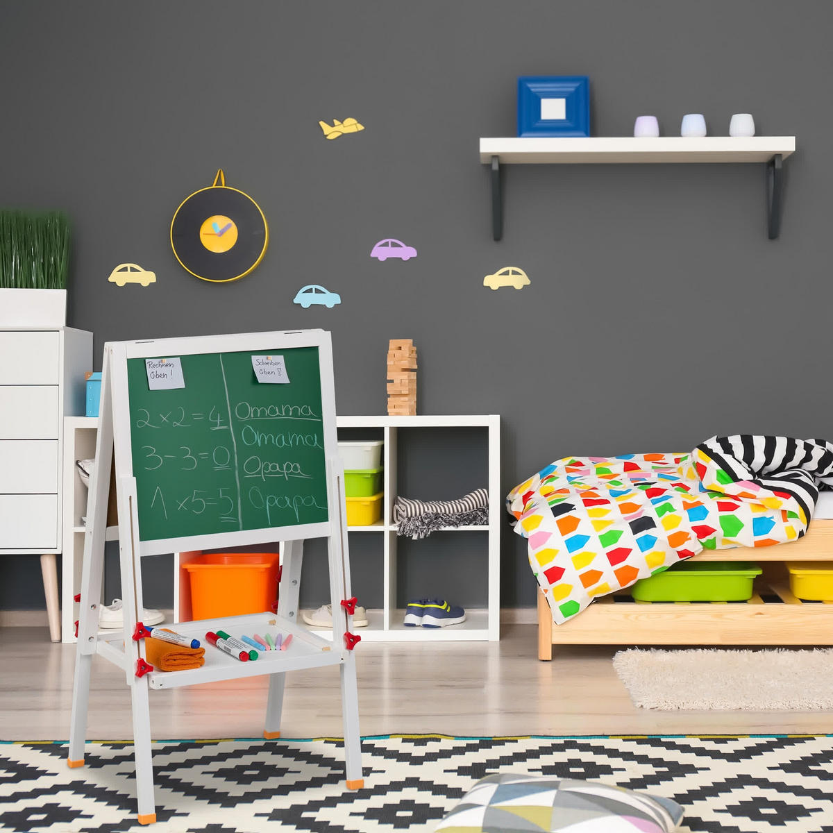 KINDERSTANDTAFEL - Weiß, Holz/Holzwerkstoff (45/104/42cm) - Relaxdays