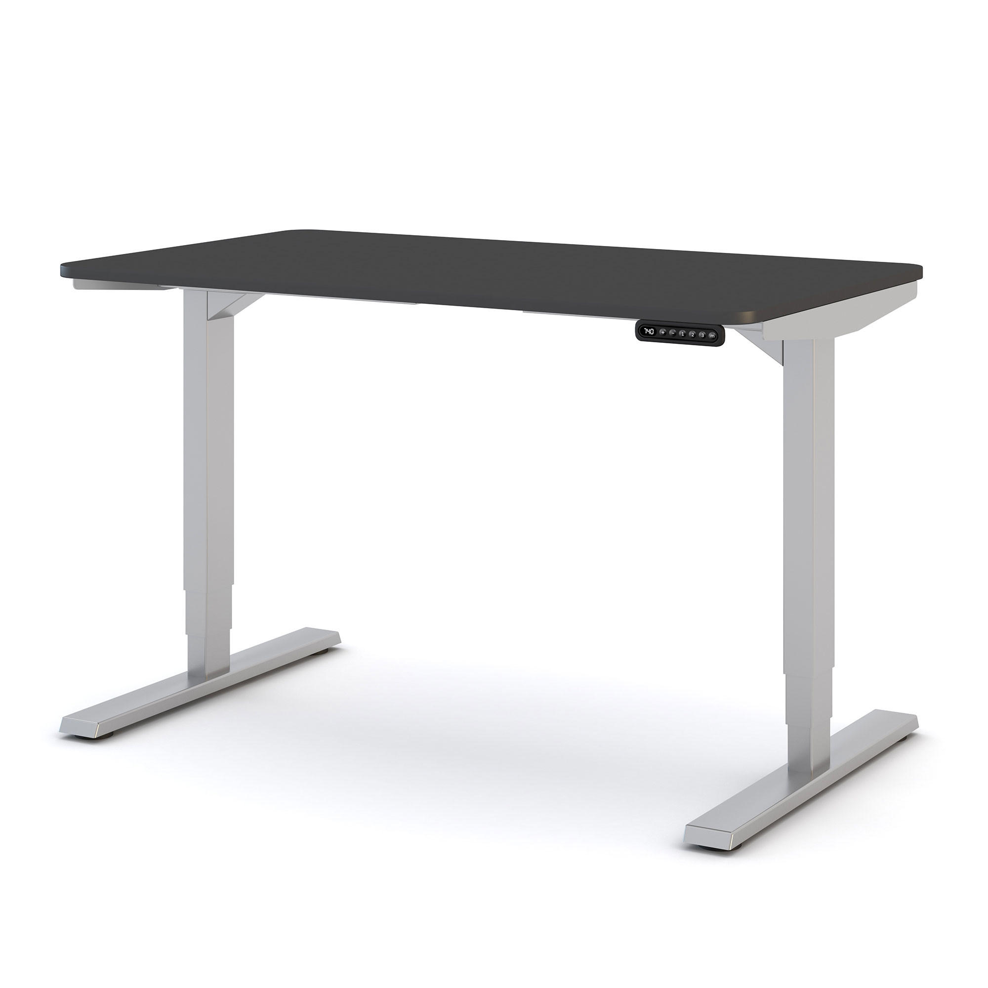 SCHREIBTISCH Elektrisch höhenverstellbarer Schreibtisch Y-Line Curved Anthrazit Weißaluminium 120/70/62-127cm - Weiß Hochglanz/Anthrazit, Holzwerkstoff/Metall (70/120/127cm) - ASSMANN