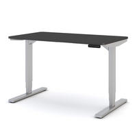 SCHREIBTISCH Elektrisch höhenverstellbarer Schreibtisch Y-Line Curved Anthrazit Weißaluminium 120/70/62-127cm - Weiß Hochglanz/Anthrazit, Holzwerkstoff/Metall (70/120/127cm) - ASSMANN