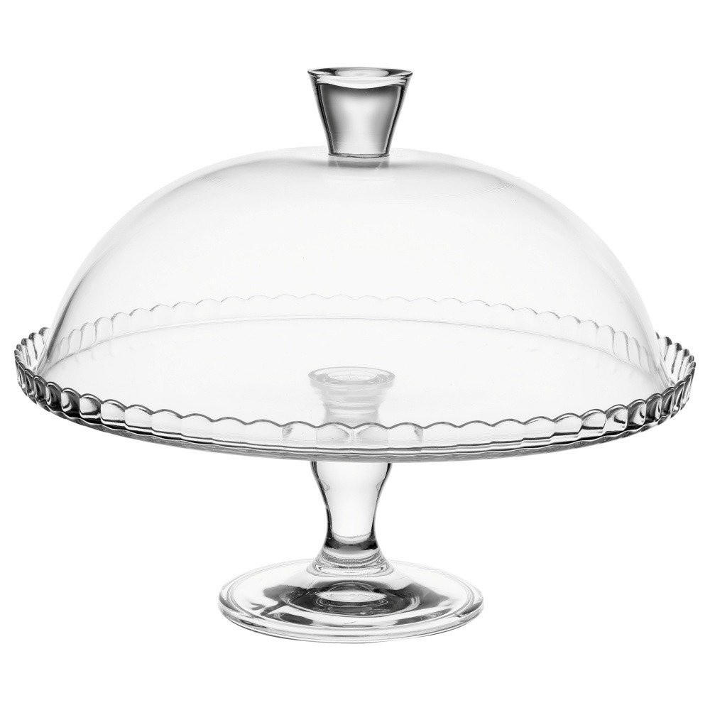 TORTENPLATTE mit Fuß und Haube Transparent 32/32/26 cm - Transparent, Glas (32/26cm) - Pasabahce