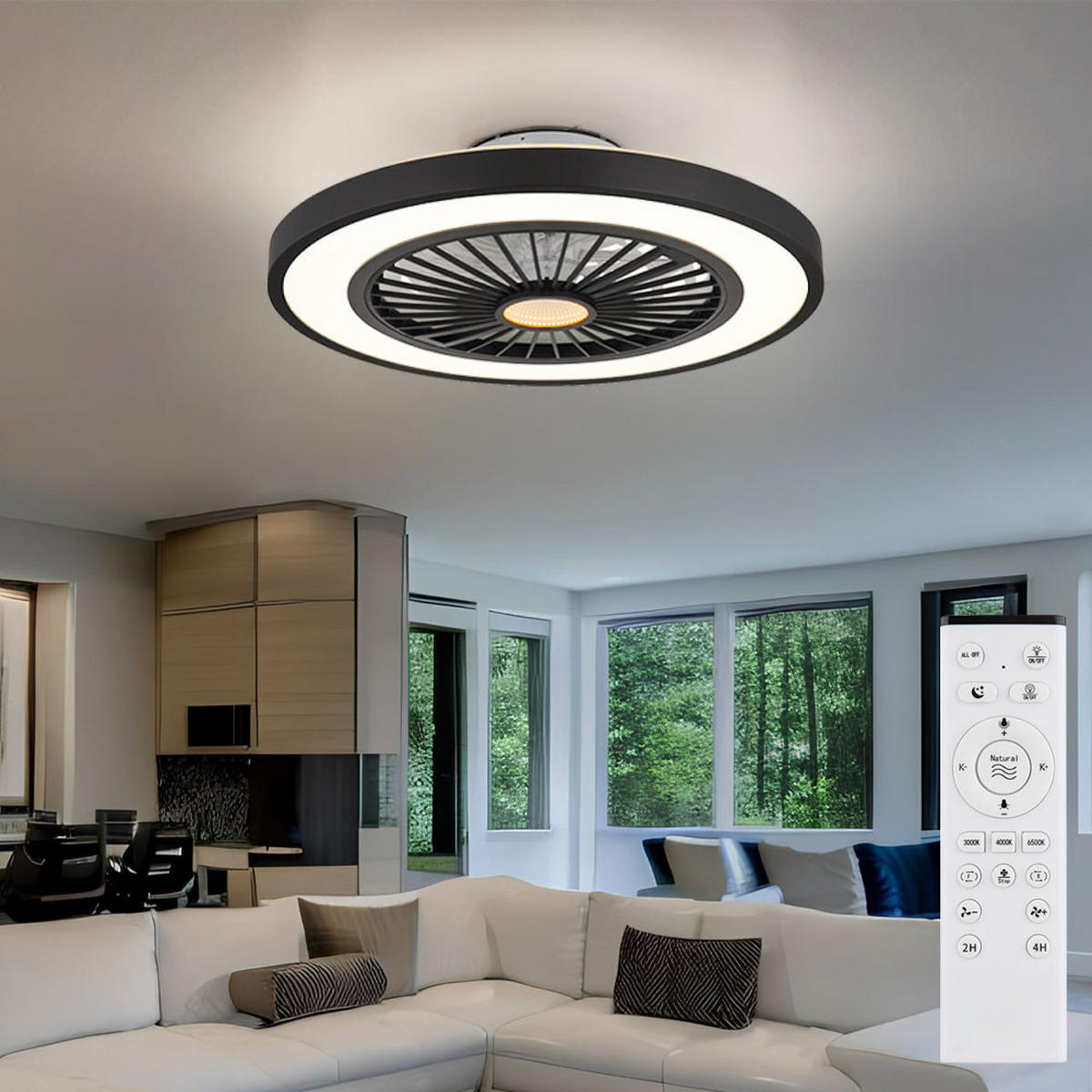 LED DECKENVENTILATOR Metall Schwarz - Schwarz, Metall (54/54/15.9cm) - Globo Lighting