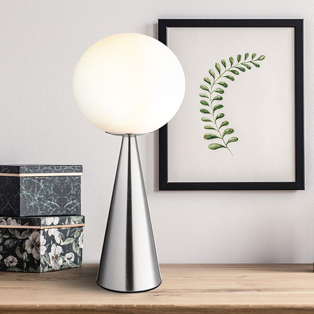 LED TISCHLEUCHTE Metall Silber - Silberfarben, Glas (20/20/49.5cm) - Globo Lighting