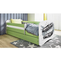 KINDERBETT Sportwagen 70x140 cm mit Schublade, Rausfallschutz & Lattenrost, Grün - Grün, Holzwerkstoff (70/140cm) - RAUMHIRSCH FURNITURE
