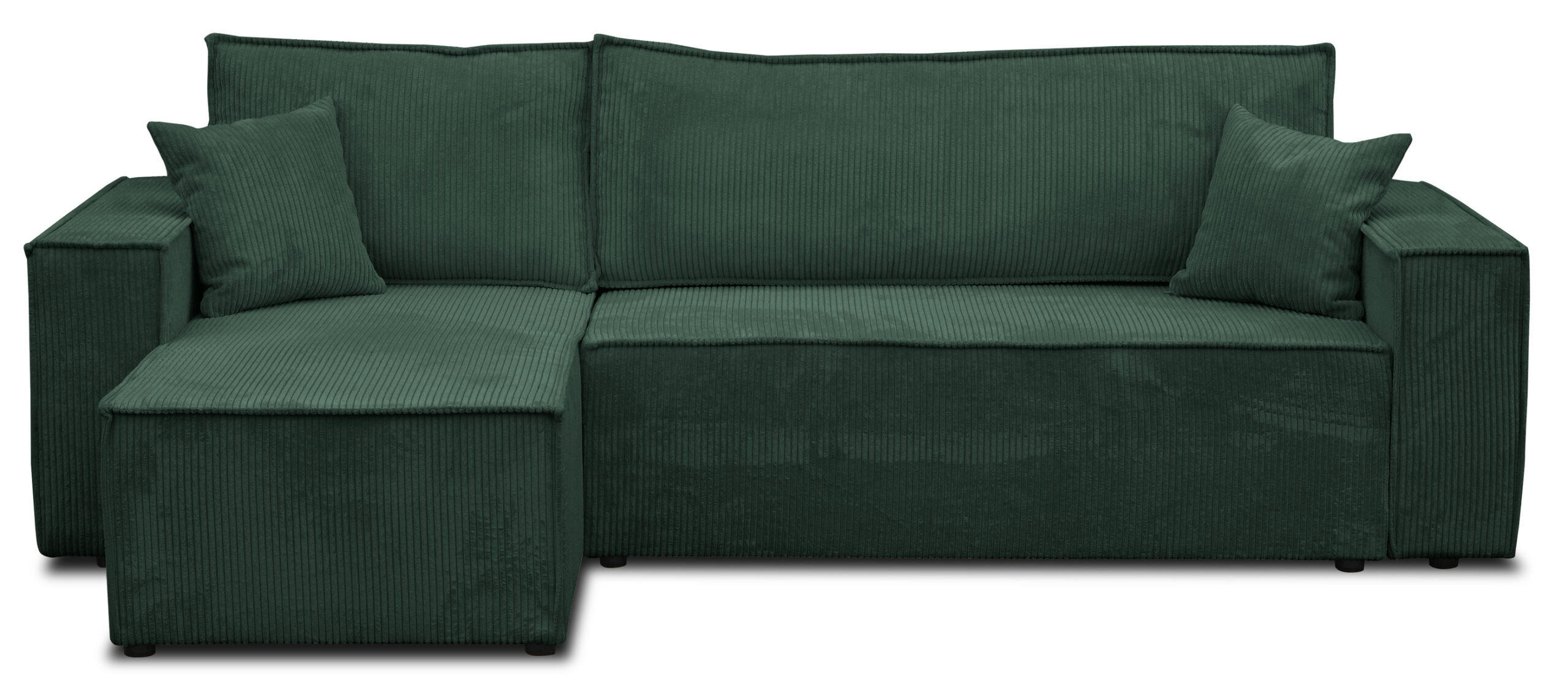 ECKSOFA Hugo L in L-Form mit Schlaffunktion und Bettkasten, Farbe: Grün, Cordstoff, Ottomane Unsiversal - Grün, Textil (244/145cm) - VENASI MÖBEL