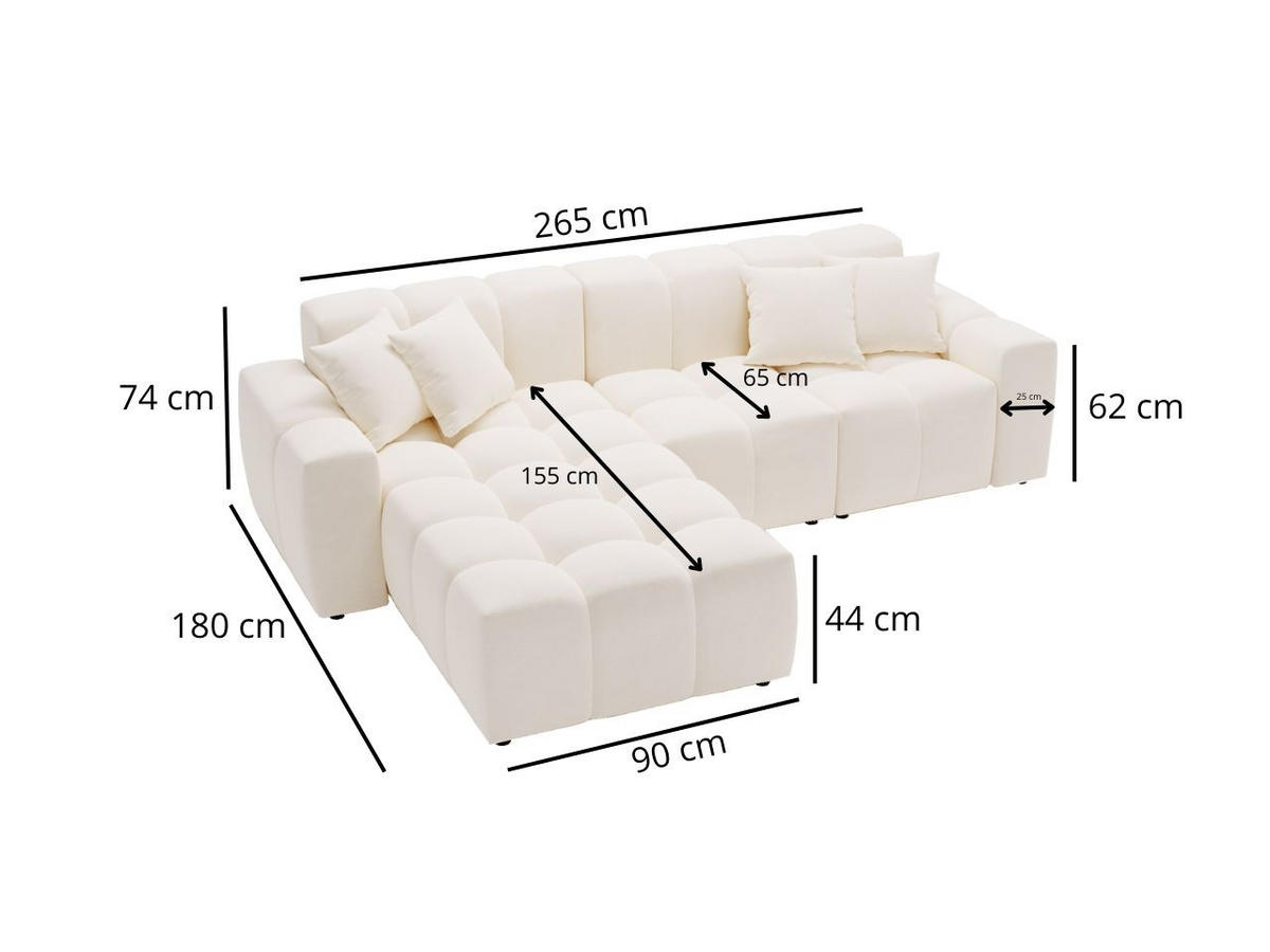 ECKSOFA Loopo Creme Rechts - Creme, Holz/Textil (265/180cm) - Graingold
