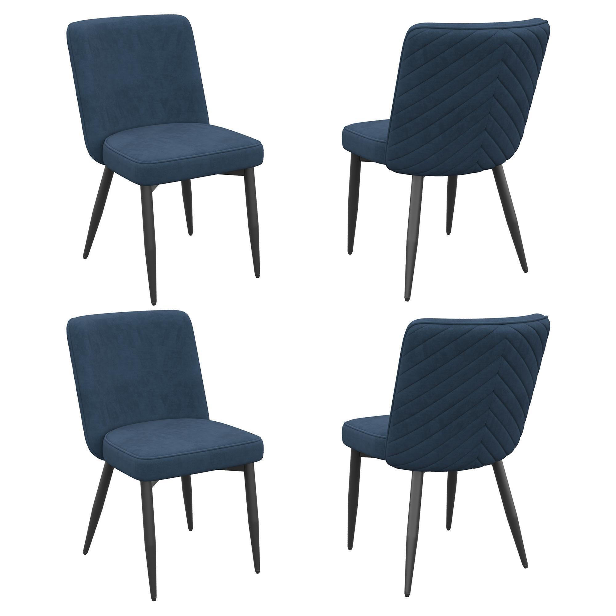 ESSZIMMERSTUHL 4 Stück, Samtstoff in Dunkelblau - Dunkelblau, Textil (48/85/63cm) - KOMHTOM