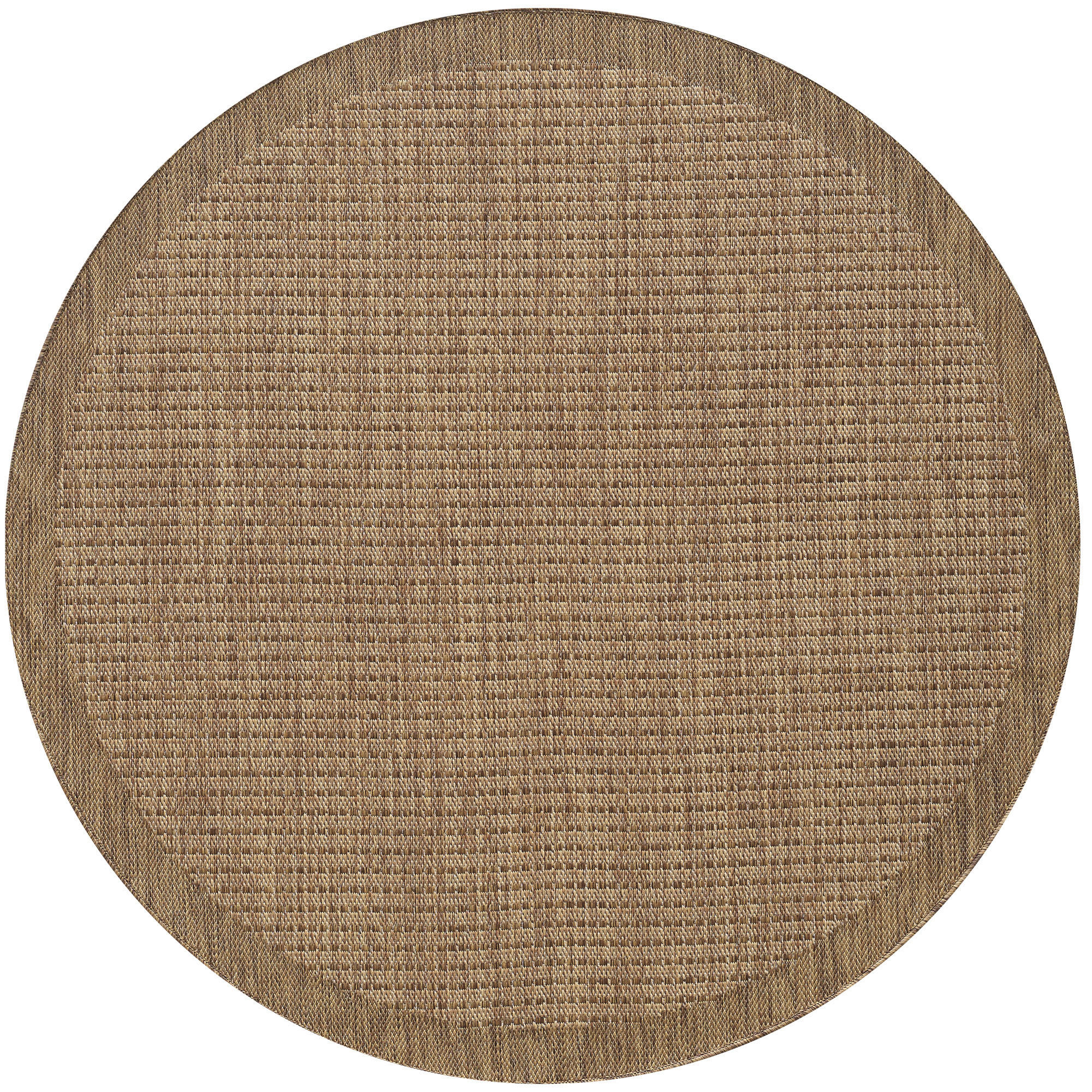 TEPPICH Outdoor Flachgewebe Uni-Farbe Polypropylen Balkon Braun Rund 120x120 - Braun, Textil (120/120cm) - KADIMA DESIGN