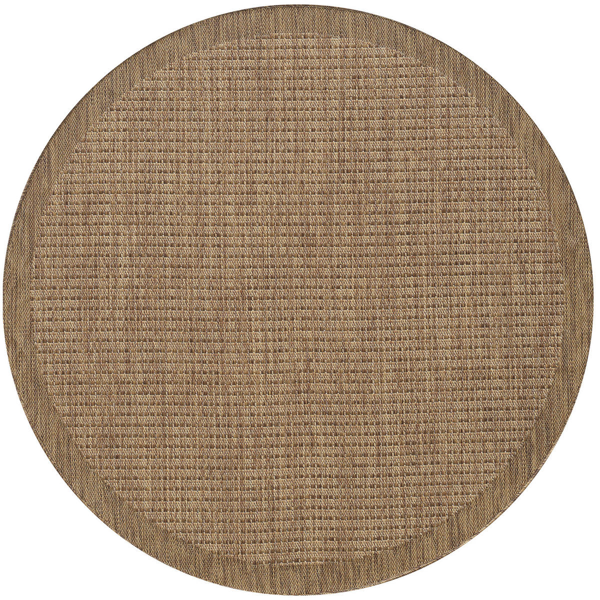 TEPPICH Outdoor Flachgewebe Uni-Farbe Polypropylen Balkon Braun Rund 160x160 - Braun, Textil (160/160cm) - KADIMA DESIGN