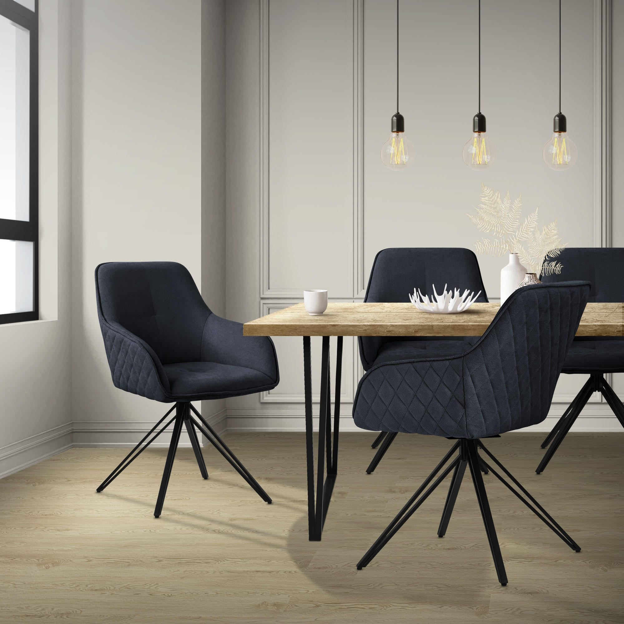 Buybyroom Esszimmerstuhl 6er Set – Kunststoffstuhl Mit Armlehne, Ergonomisch, Pflegeleicht, Schwarz, Für Küche, Esszimmer Und Café