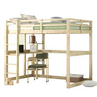 HOCHBETT 140/200 cm Natur aus Kiefernholz mit Schreibtisch und Stauraum - Naturfarben, Holz (140/200cm) - OKMYHOME