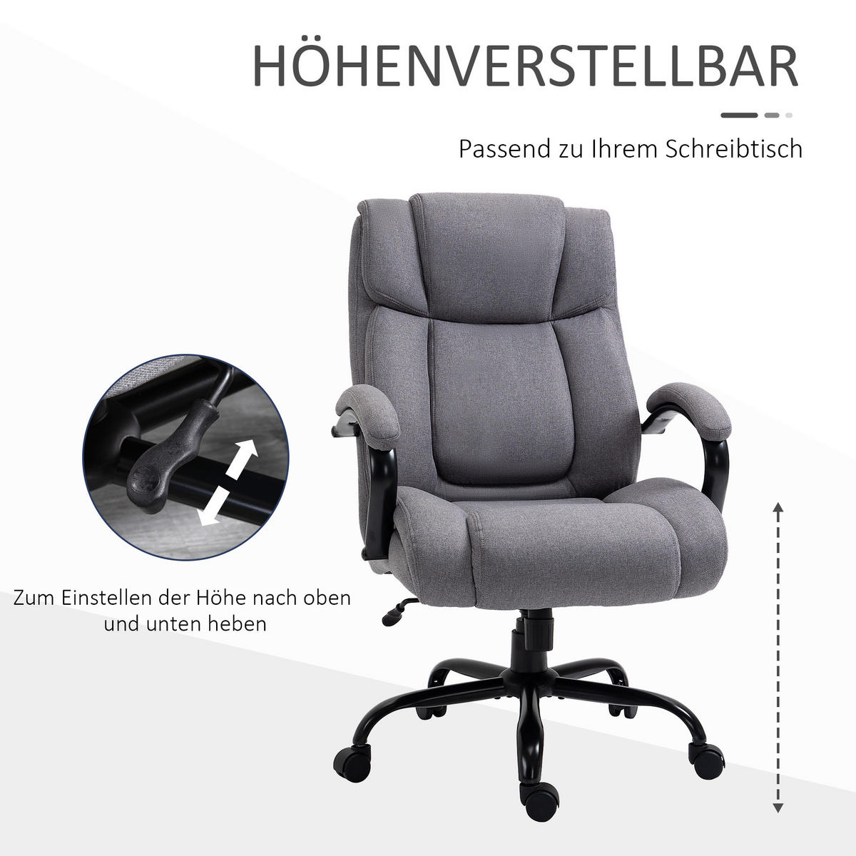 BÜROSTUHL Grau - Hellgrau, Kunststoff/Textil (74/121/79cm) - Jamb