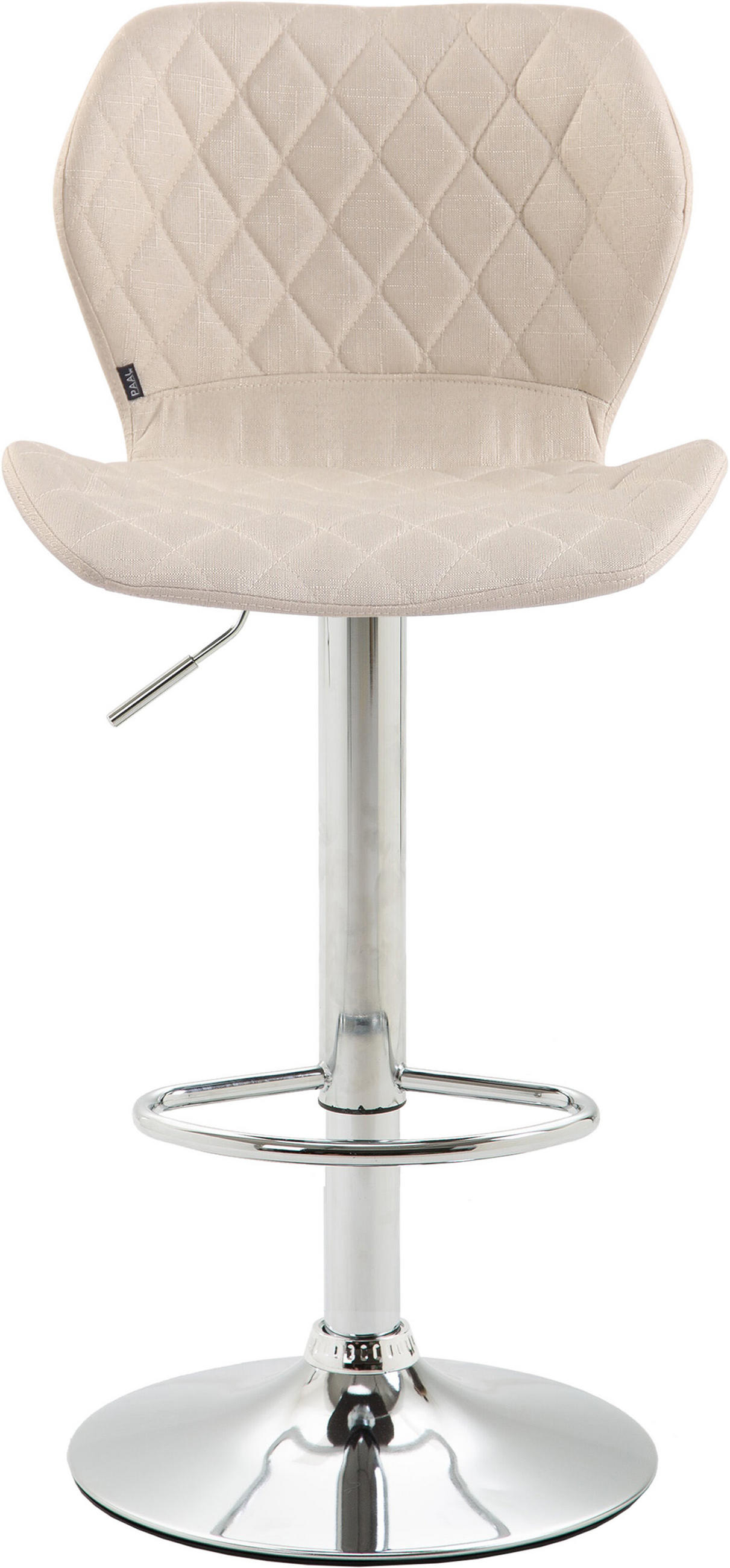 BARHOCKER Cora, Gestell Metall in Chromoptik, Stoff Creme - Chromfarben/Creme, Textil/Metall (47/100/51cm) - TPFLiving