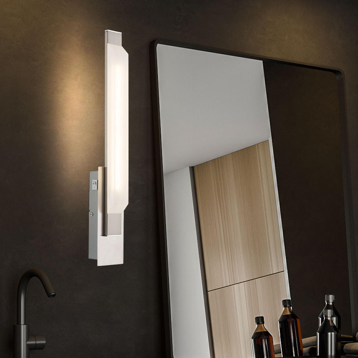 LED WANDLEUCHTE LAZIO Chrom Silber - Silberfarben, Glas (7/48/7cm) - Globo Lighting