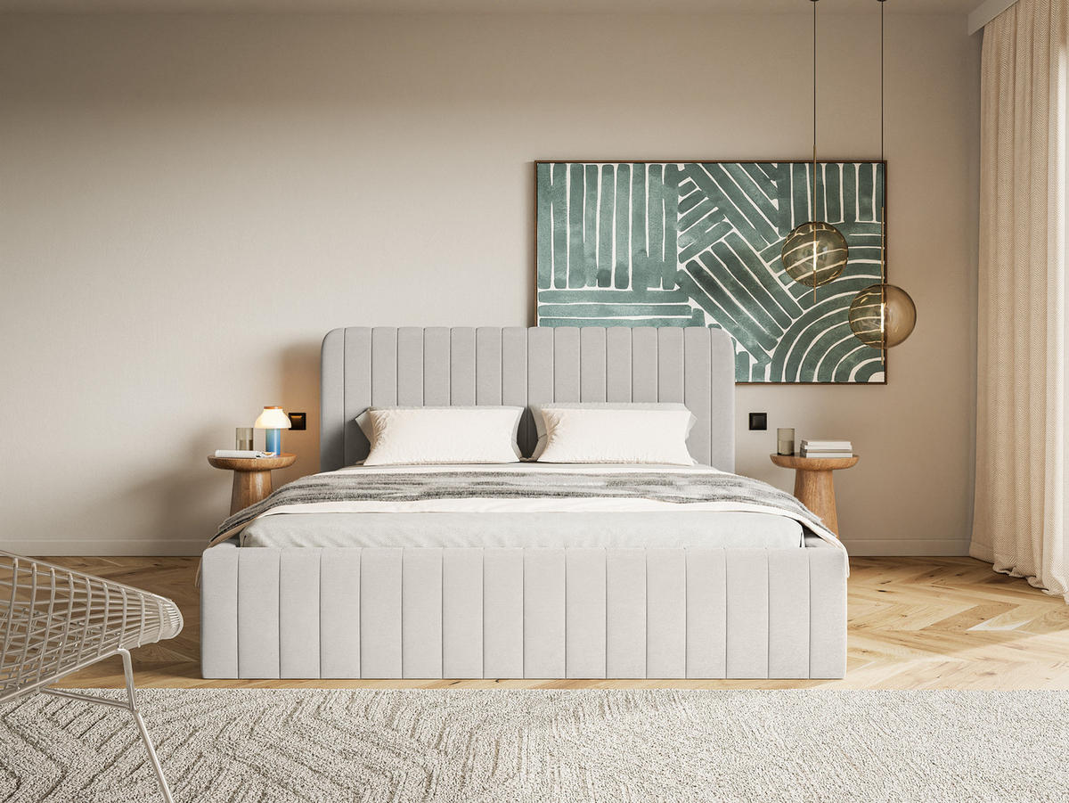 POLSTERBETT Orasi 180x200 cm, Hellgrau - Hellgrau, Textil (200/180cm) - Fedve