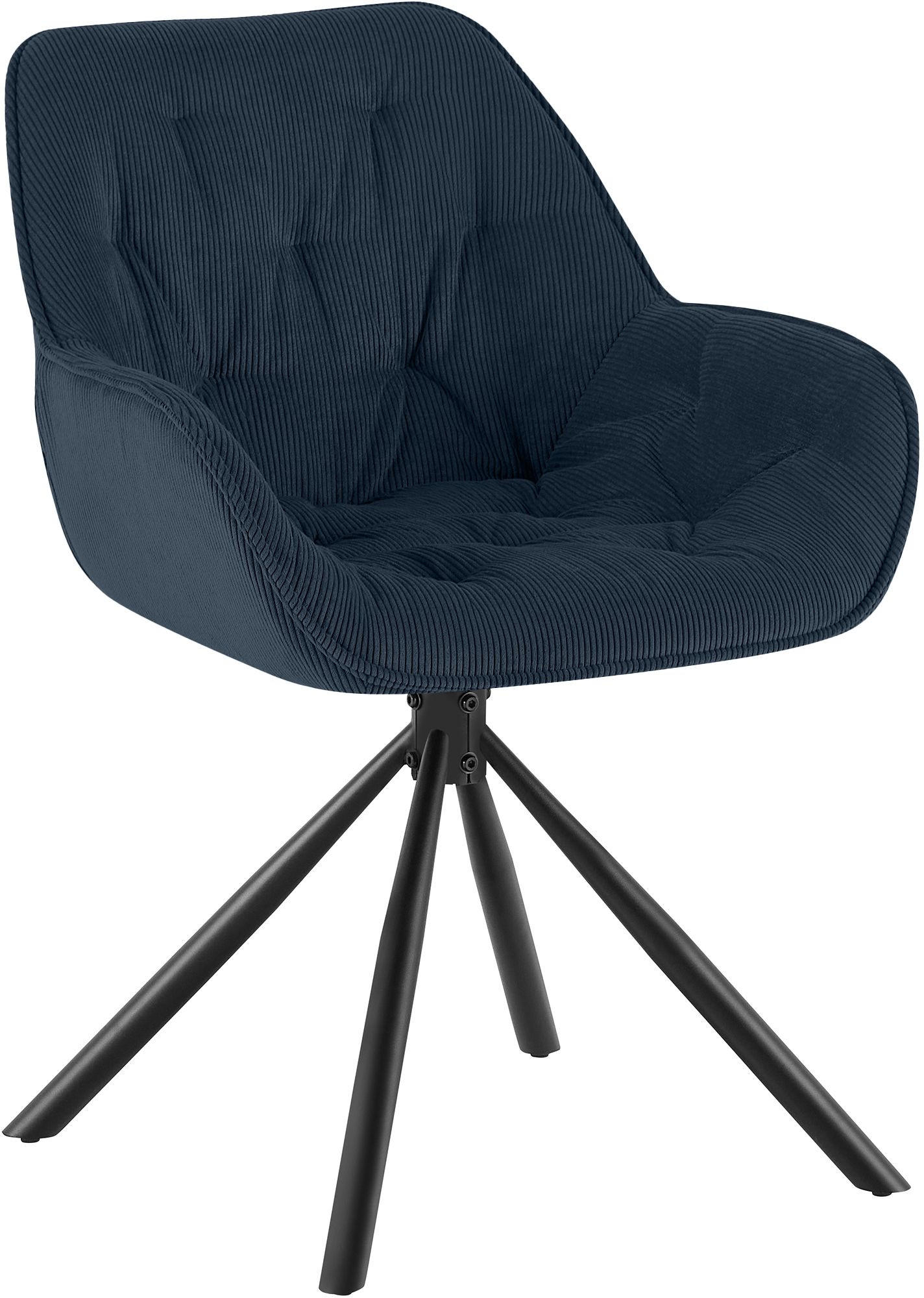 ARMLEHNENSTUHL Cord Dunkelblau - Schwarz/Dunkelblau, Textil/Metall (56/82/62cm) - CLP