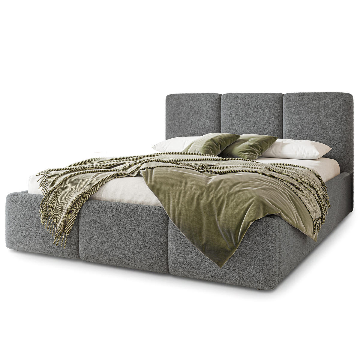 POLSTERBETT MORENA Q 120x200 cm mit Bettkästen - Grau - Grau, Holz (120/200cm) - MASSENO
