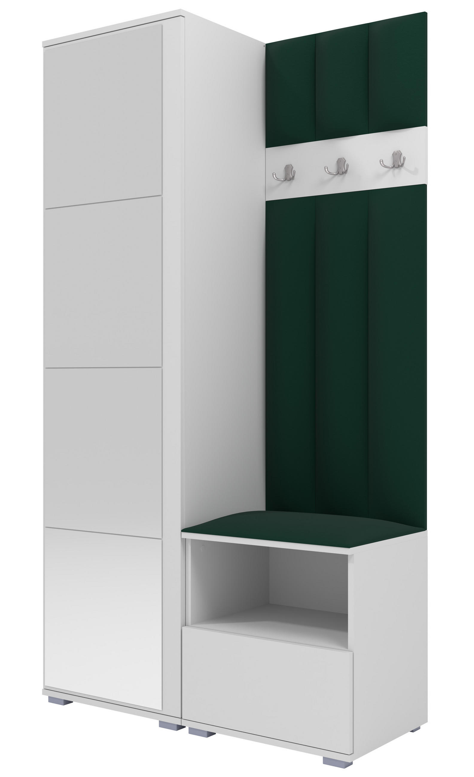 Ravio Gepolstert Weiß, Dunkelgrün 100x187x40 cm