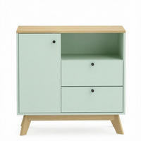 BUFFET DE-38816 80/35/76,3 cm mit 2 Schubladen und offenes Fach Hellgrün - Hellgrün, Holzwerkstoff (80/76.3/35cm) - ComfortXL