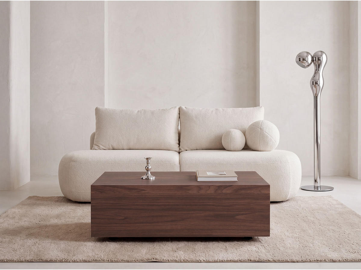 COUCHTISCH Noma Rechteckig in Nussbaum Braun, Blockform mit versteckten Rollen 90/55/28 cm - Walnussfarben/Schwarz, Holzwerkstoff (55/90/28cm) - WFL GROUP