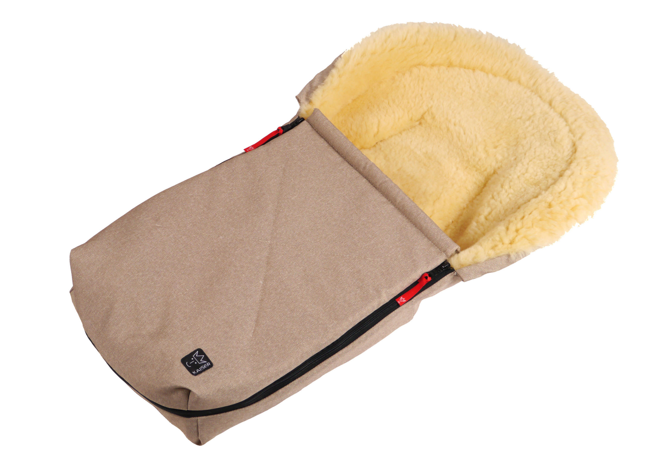 LAMMFELL-BABYSCHALENFUSSSACK Emma, sand melange - Hellbraun, Fell (37/7/80cm) - Kaiserbaby