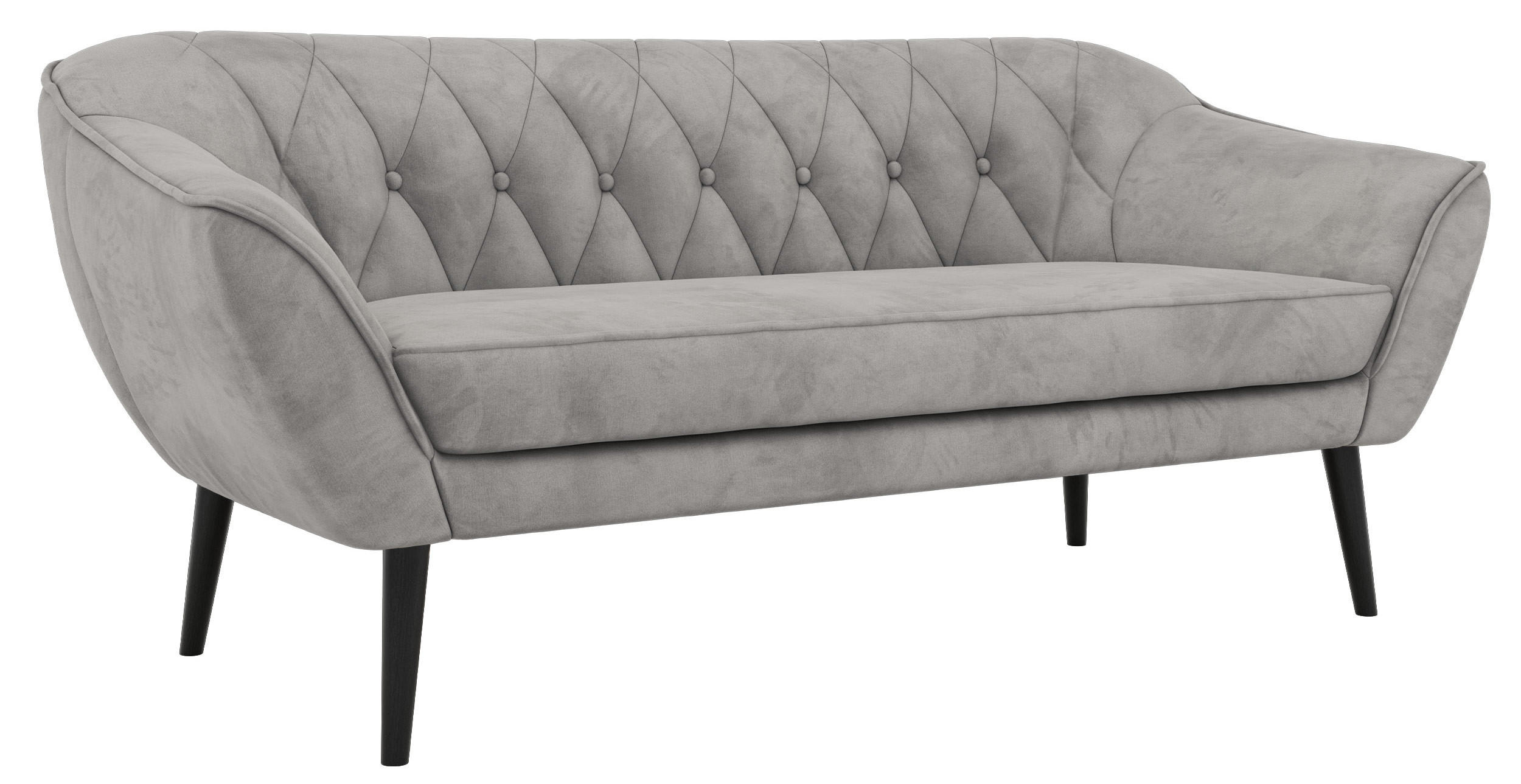 TŘÍMÍSTNÁ POHOVKA PIRS 3 - Světle šedá Samet - Černé nohy - černá/světle šedá, kompozitní dřevo/textil (180/75/74cm) - MKS