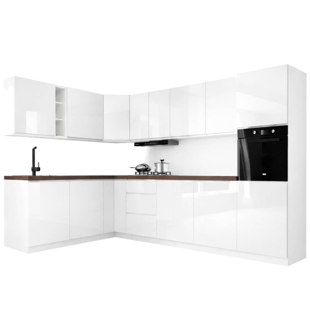 WINKELKÜCHE 320 cm x 200 cm - Aspen KA24-M320 - in Weiß/Hochglanz - Weiß Hochglanz, Holz (520/212/58cm)
