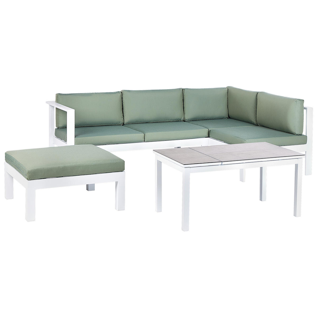 LOUNGE-SET 5-sitzer Aluminium Grün Messina - Weiß/Grau, Metall - Beliani
