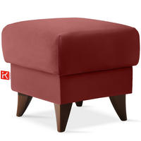 HOCKER GUSTAVO Fußstütze, Velours, Bordeaux - Bordeaux, Holz/Holzwerkstoff (53/49/53cm) - KONSIMO®